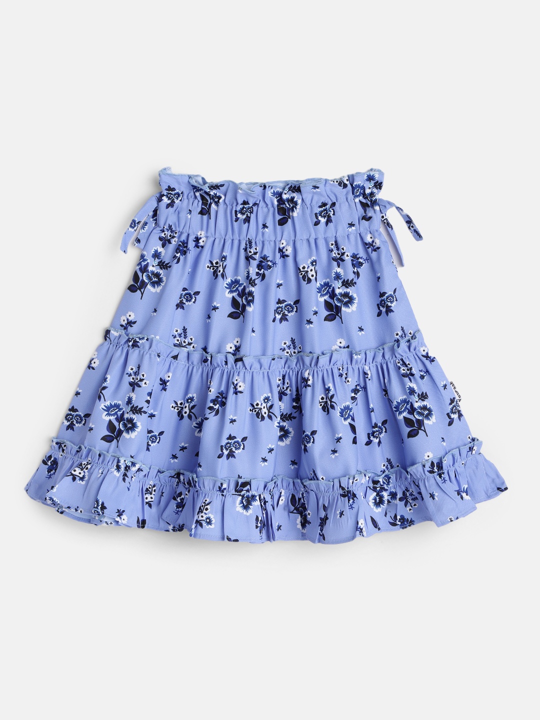 

Yuvraah Girl Blue floral Printed Tiered Flared Skirt