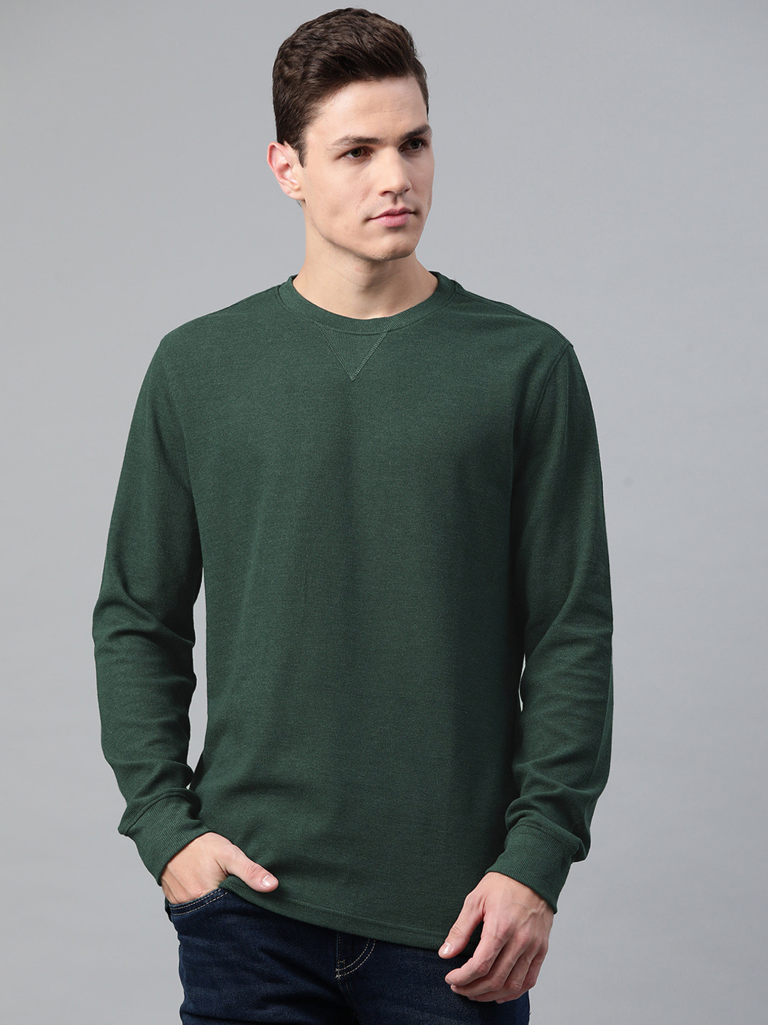 

Marks & Spencer Men Olive Green T-shirt