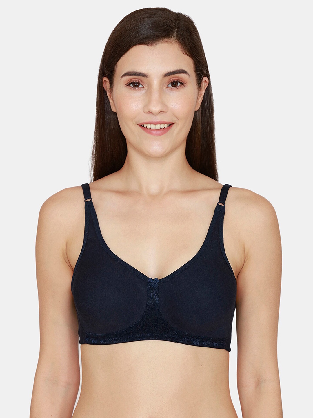 

Rosaline by Zivame Navy Blue Solid Non wired Medium Coverage T-shirt Bra