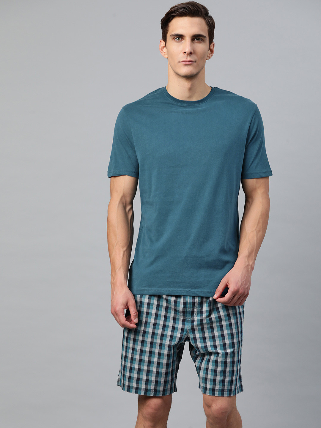 

Marks & Spencer Men Teal Green Night suit
