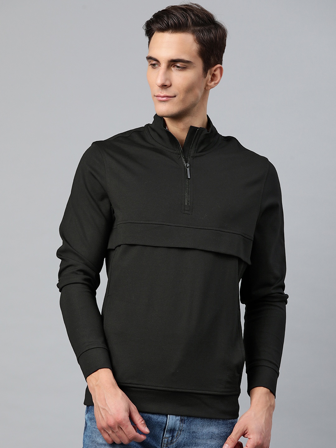 

Marks & Spencer Men Black Solid Sweatshirt