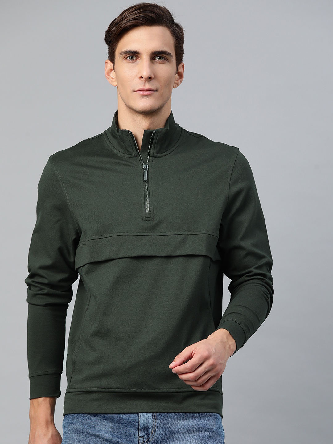 

Marks & Spencer Men Green Solid Sweatshirt