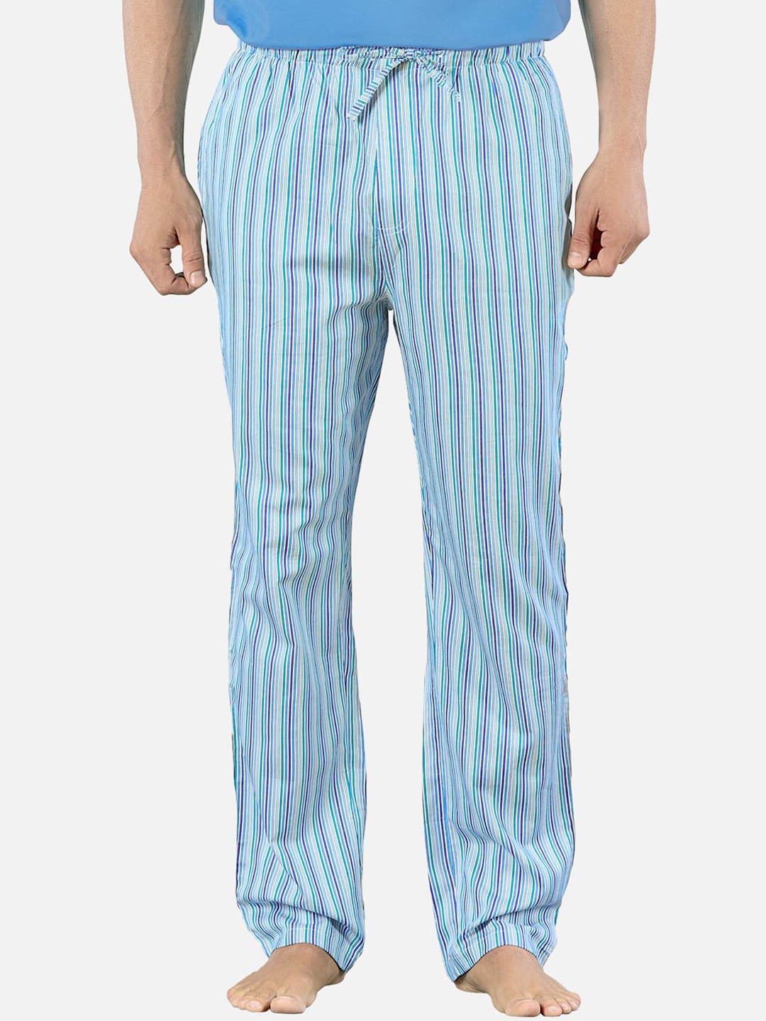 

XYXX Men Blue & White Striped Super Combed Cotton Lounge Pants