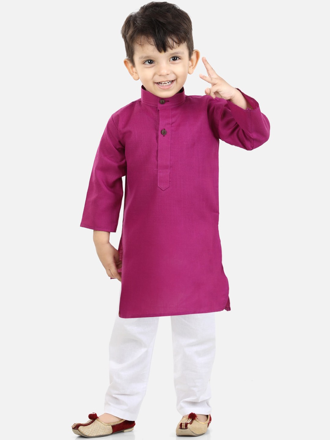 

BownBee Boys Purple Regular Pure Cotton Kurta with Pyjamas