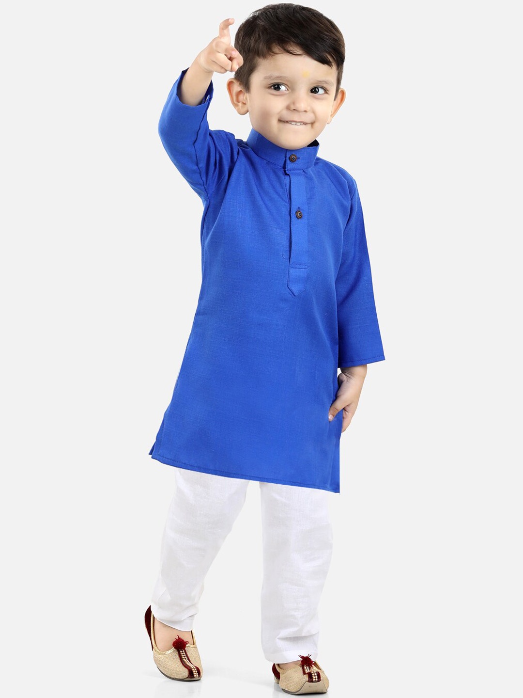 

BownBee Boys Blue Regular Pure Cotton Kurta with Pyjamas