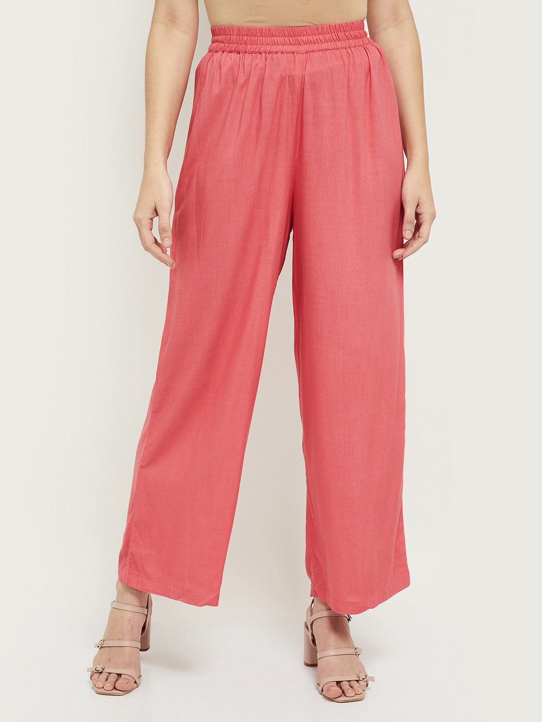 

max Women Pink Solid Wide Leg Palazzos