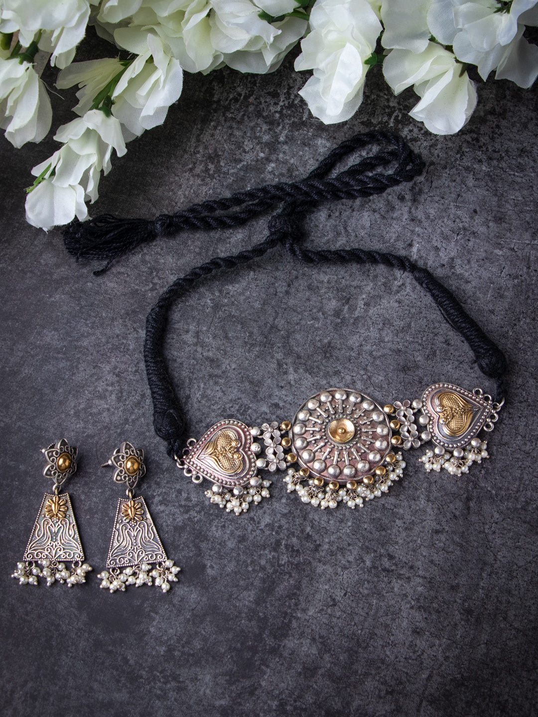 

MORKANTH JEWELLERY Oxidised Silver-Plated German Silver Jewellery Set