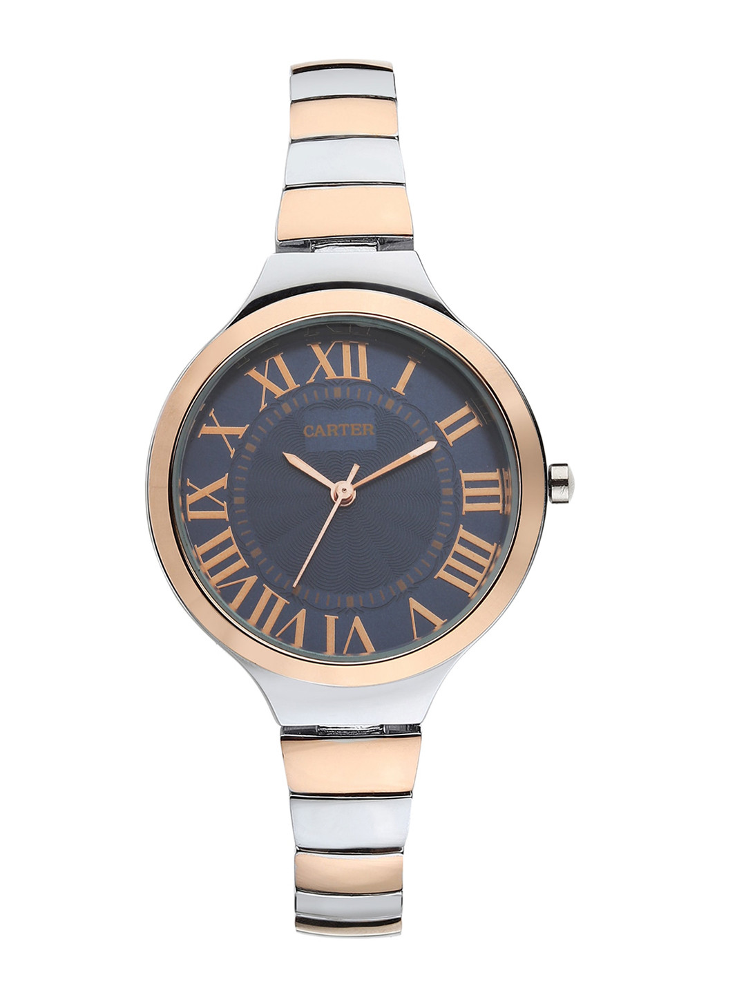 

Sandy D Carter Women Blue Dial & Rose Gold Toned Stainless Steel Bracelet Style Straps Analogue Watch