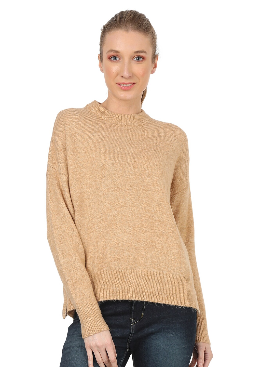 

NoBarr Women Beige Acrylic Pullover