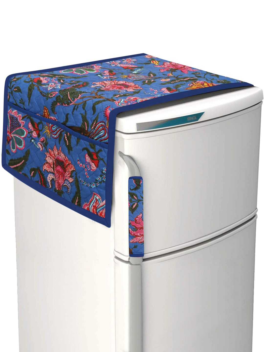 

Rajasthan Decor Blue & Pink Floral Printed Cotton Fridge & Handle Cover