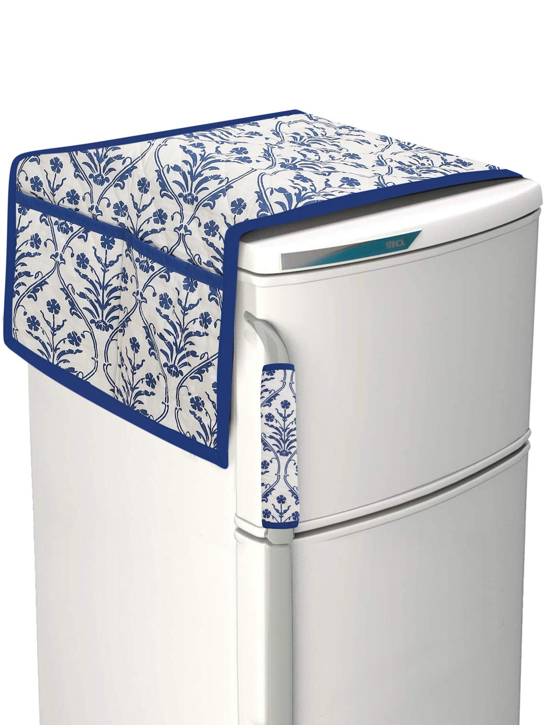 

Rajasthan Decor Blue & White Floral Printed Cotton Fridge & Handle Cover