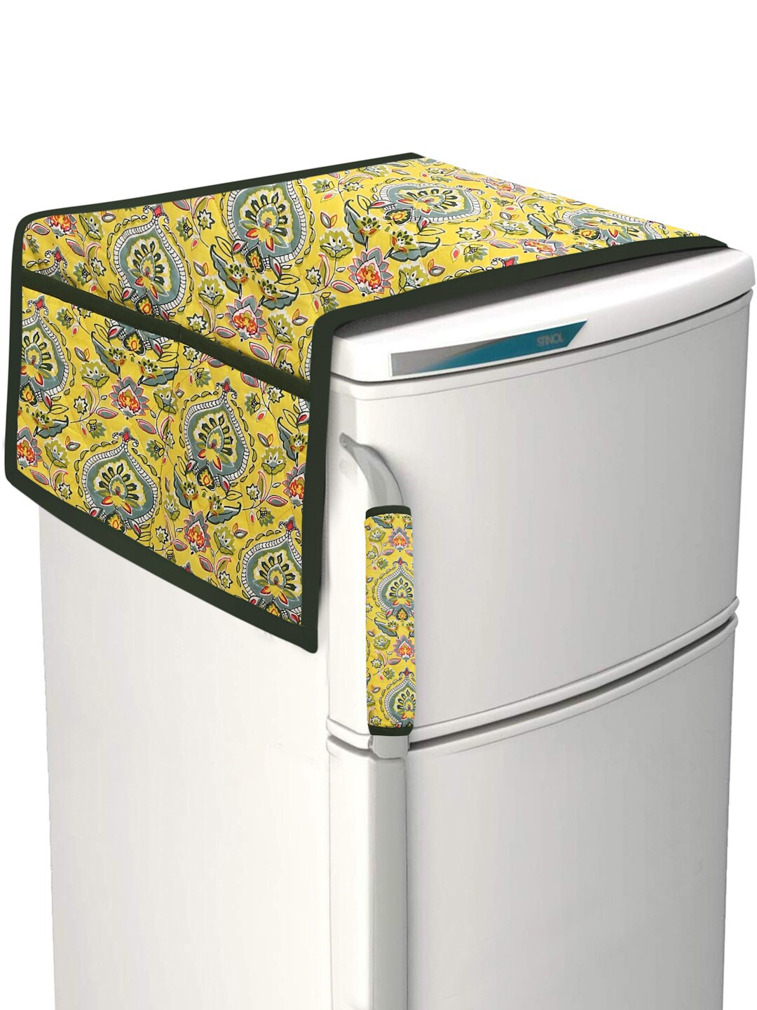 

Rajasthan Decor Yellow & Green Floral Printed Cotton Refrigerator & Handle Cover