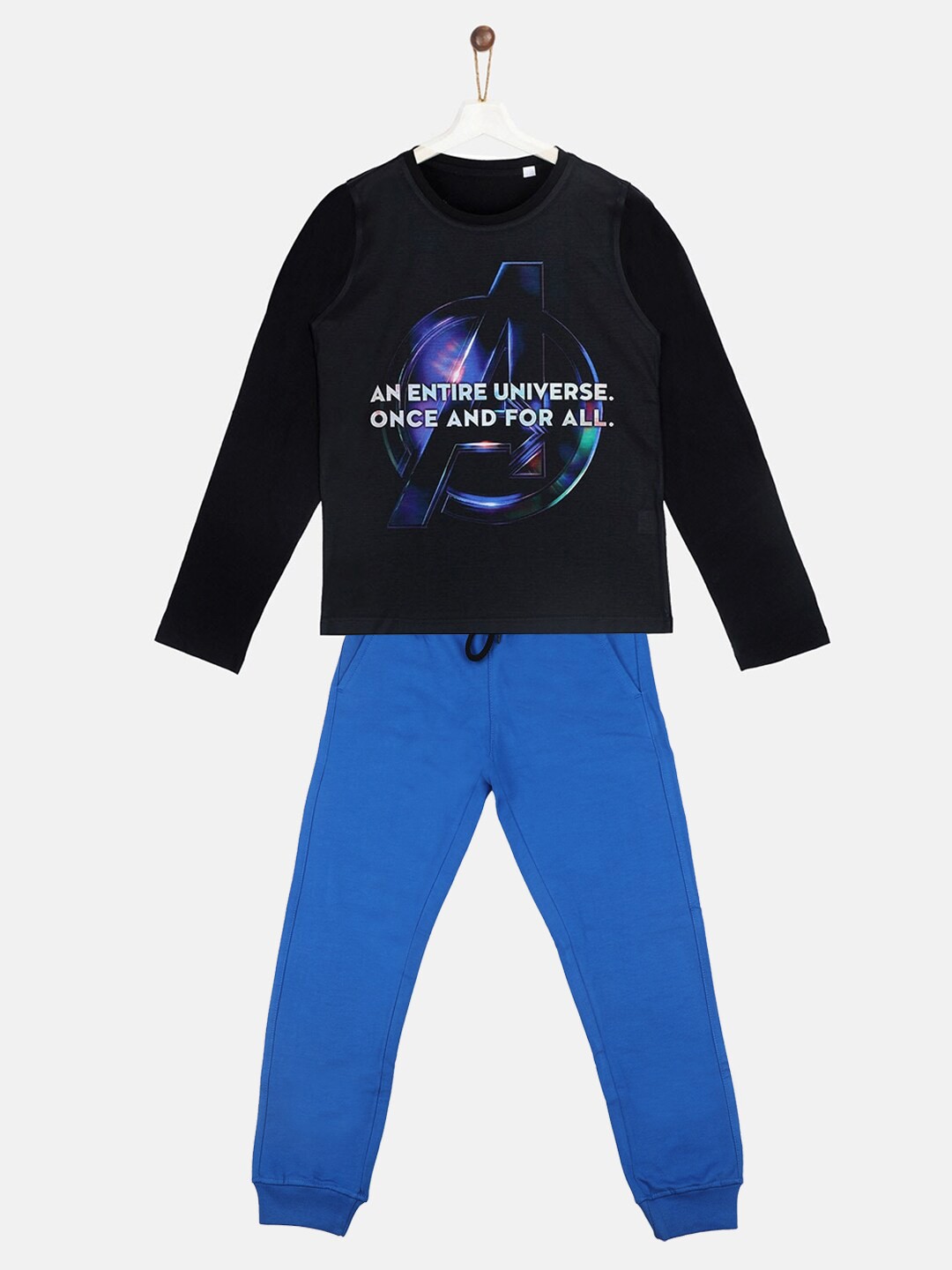 

YK Marvel Boys Black & Blue Printed T-shirt with Trousers