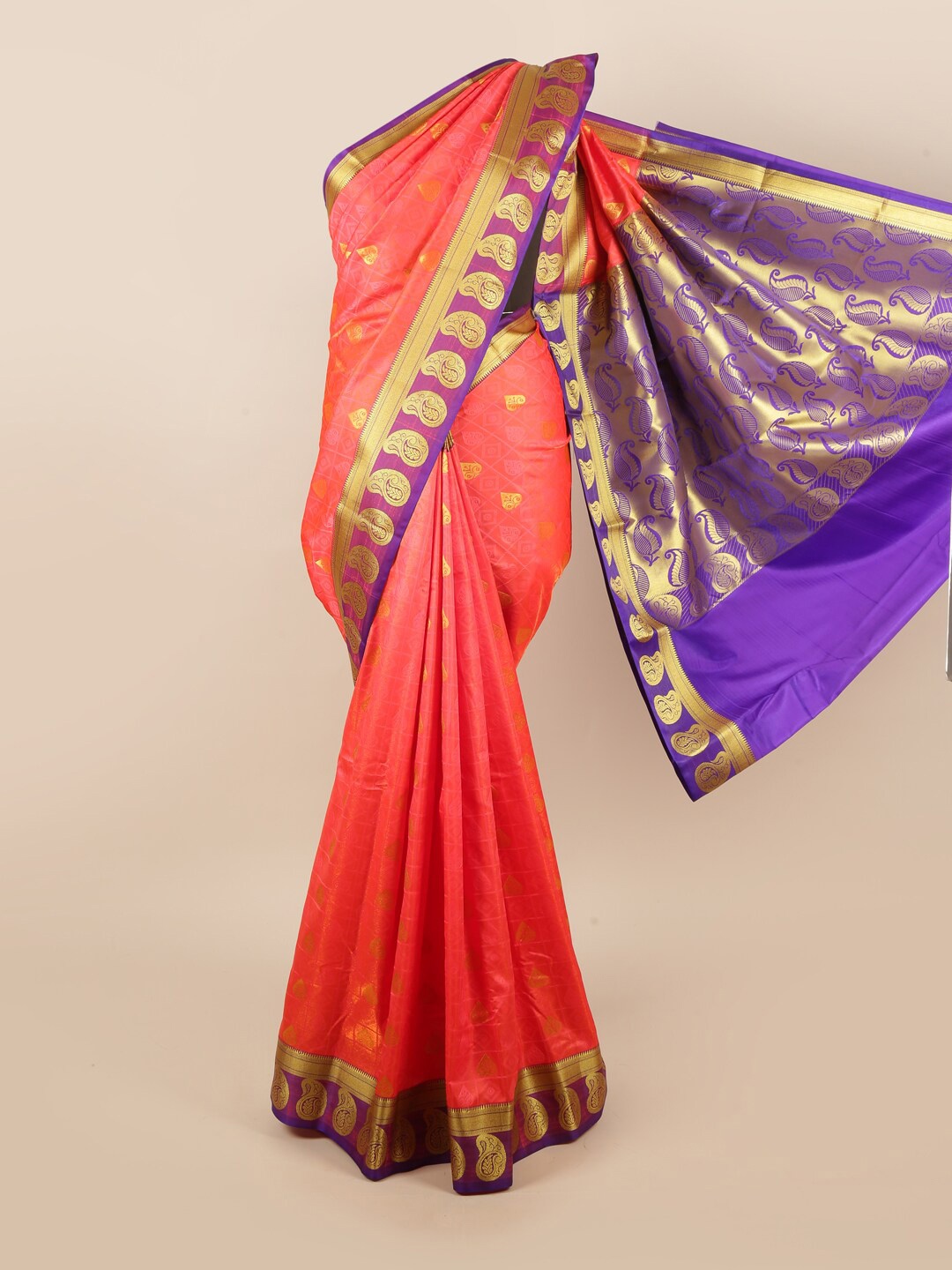 

Pothys Pink & Blue Woven Design Art Silk Saree