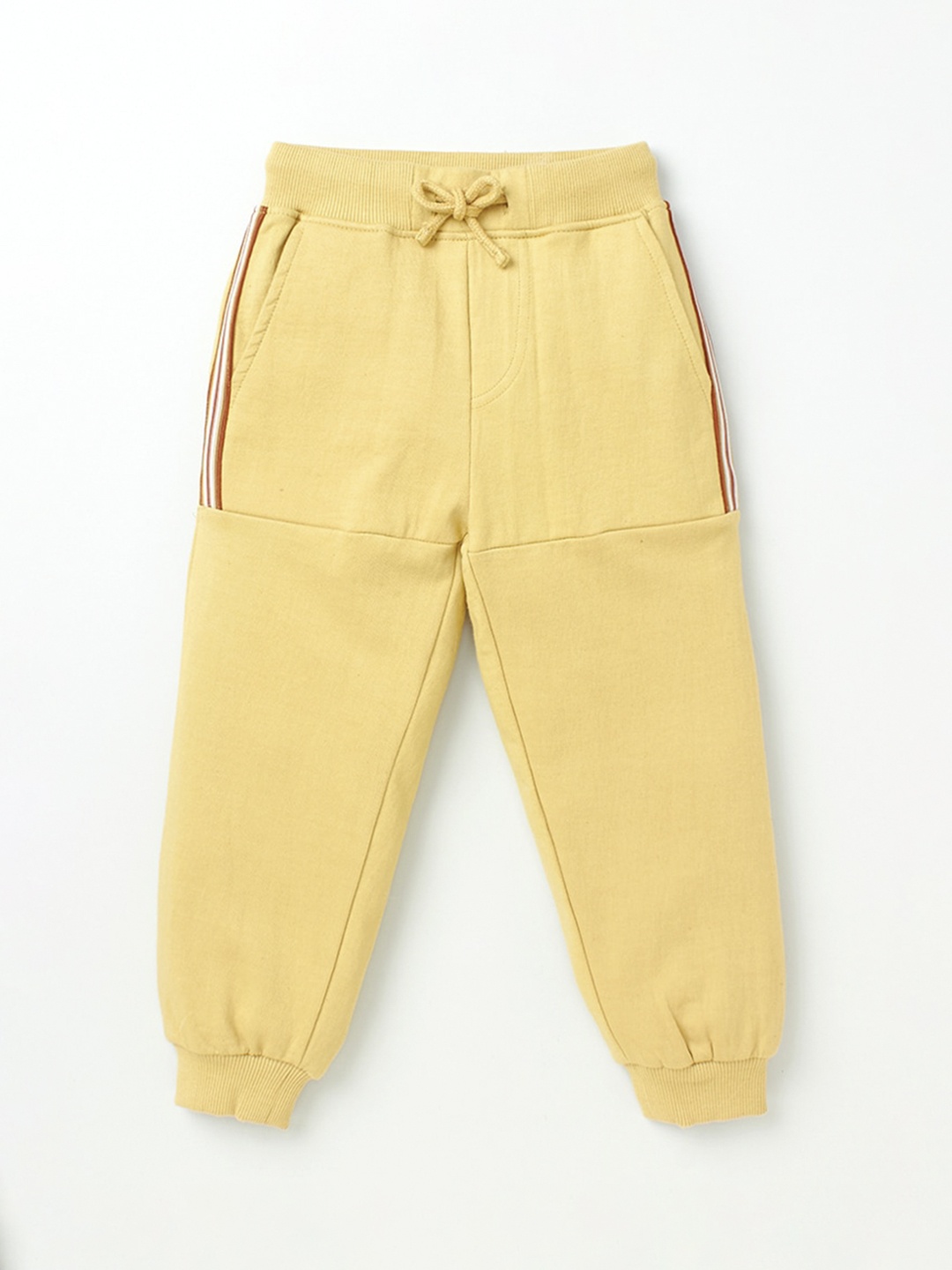 

Ed-a-Mamma Boys Beige Solid Pure Cotton Joggers
