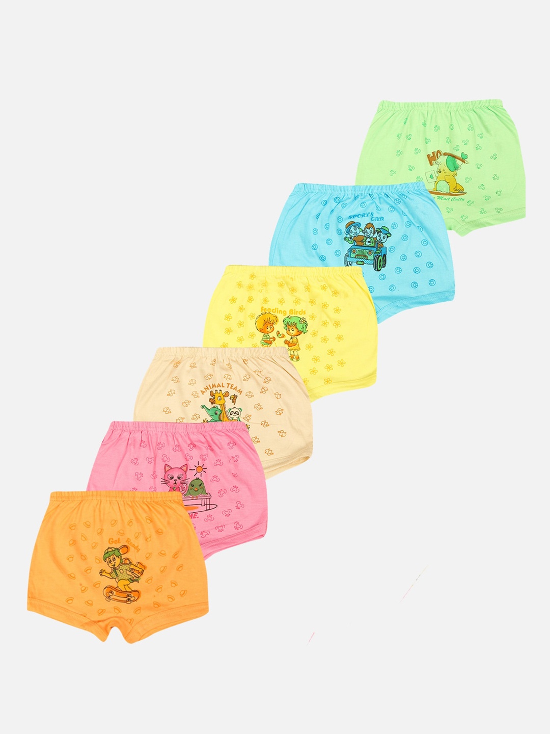 

PRIDE APPAREL Kids Pack Of 6 Multicoloured Pure Cotton Trunk BI-TROUS-06-50, Multi