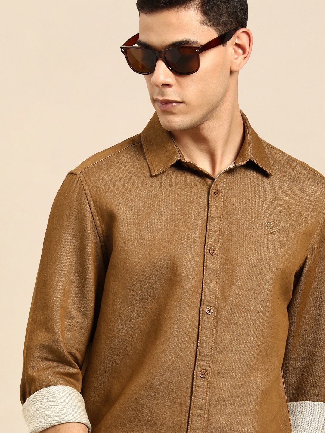 

Being Human Men Brown Pure Cotton Slim Fit Casual Shirt
