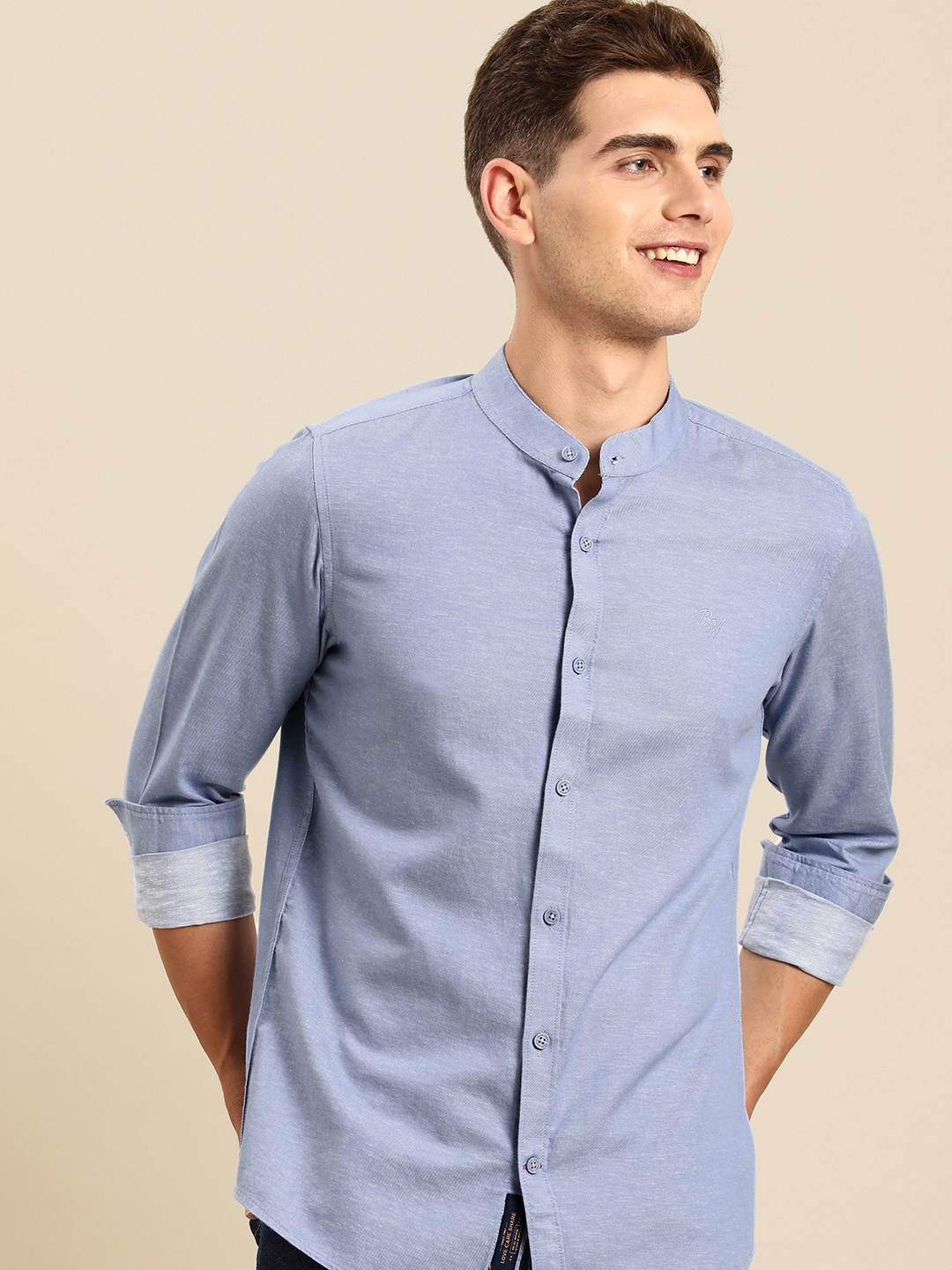 

Being Human Men Blue Solid Slim Fit Casual Shirt