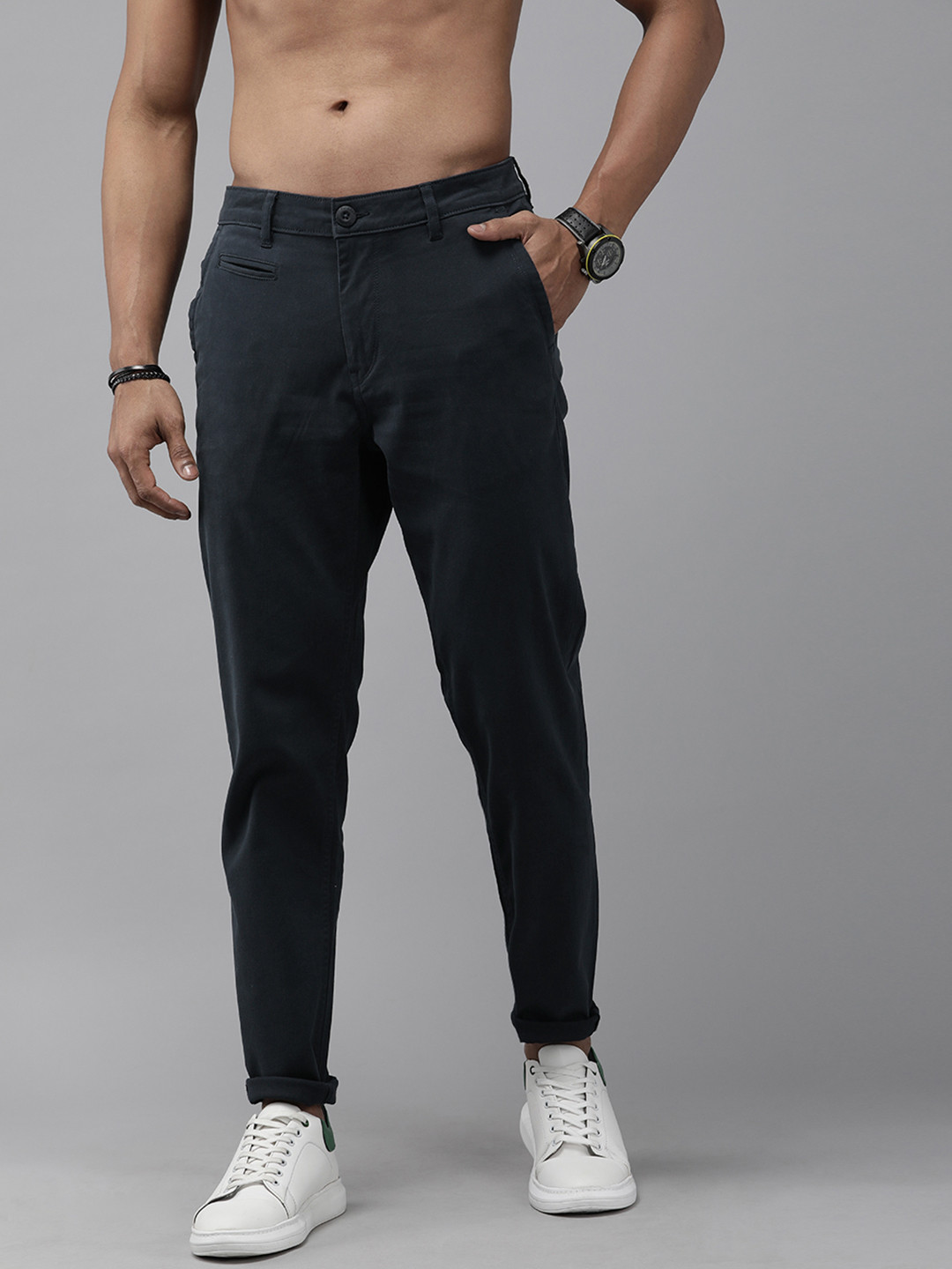 

Roadster Men Navy Blue Slim Fit Chinos Trousers
