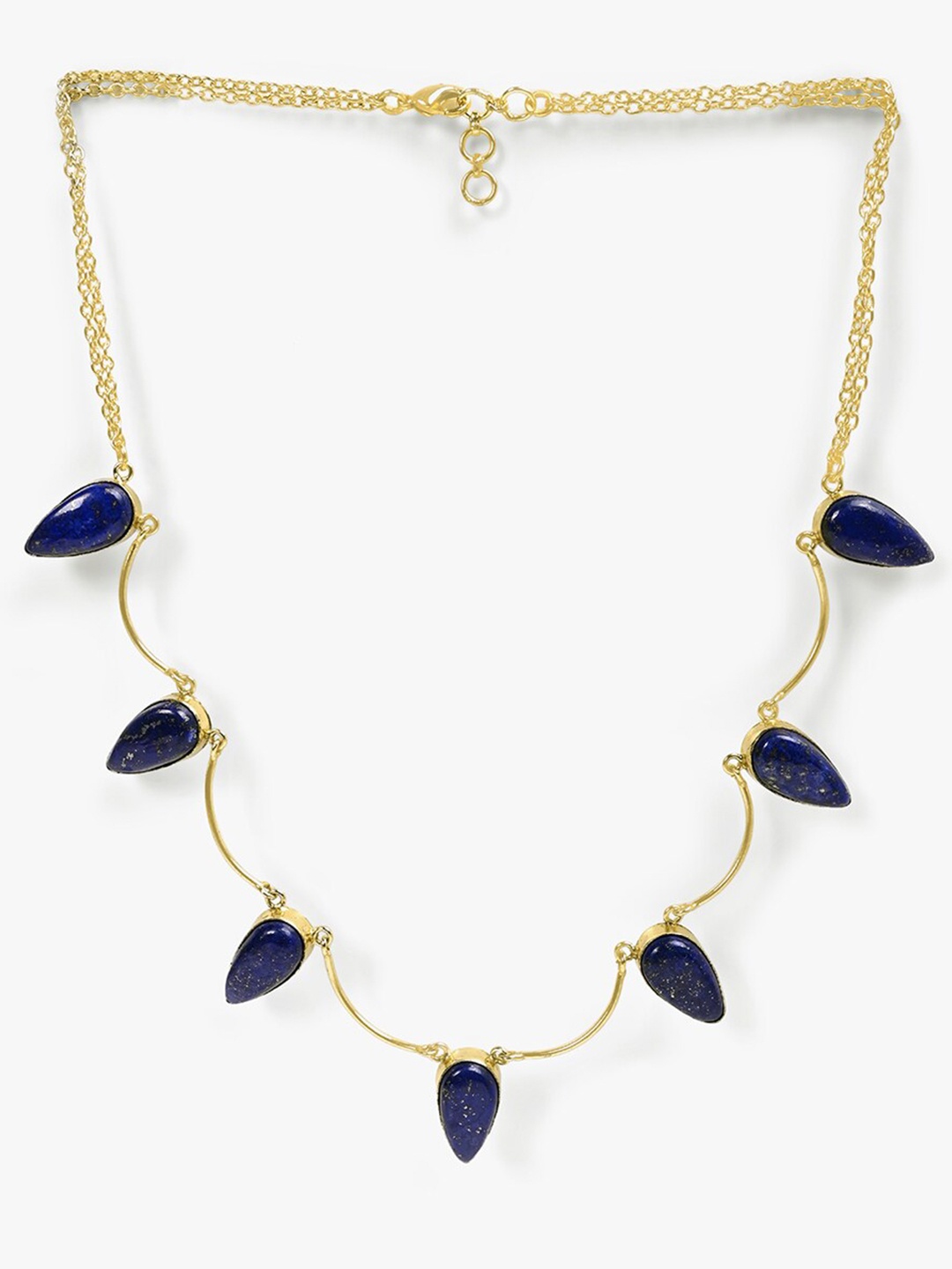 

Mikoto by FableStreet Gold-Toned & Blue Stones Studded Brass Gold-Plated Necklace