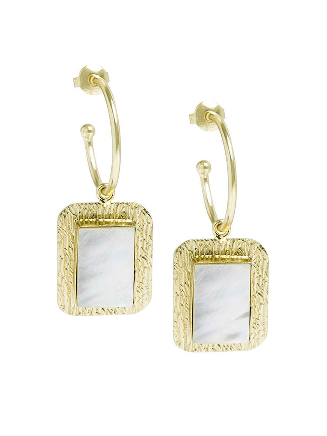 

March by FableStreet Off White & Gold-Plated Geometric Drop Earrings