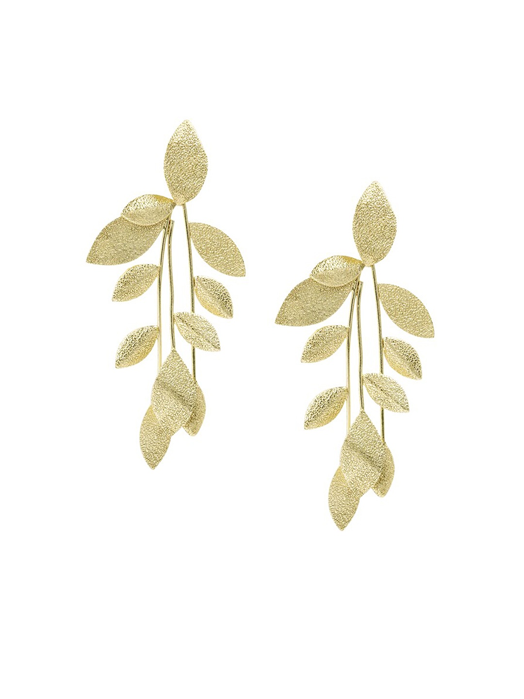 

Mikoto by FableStreet Gold-Plated Leaf Shaped Drop Earrings