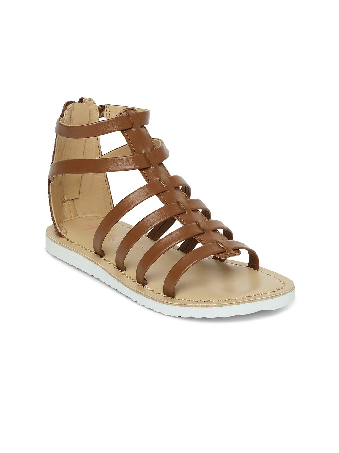 

Aria Nica Girls Brown Leather Fisherman Sandals