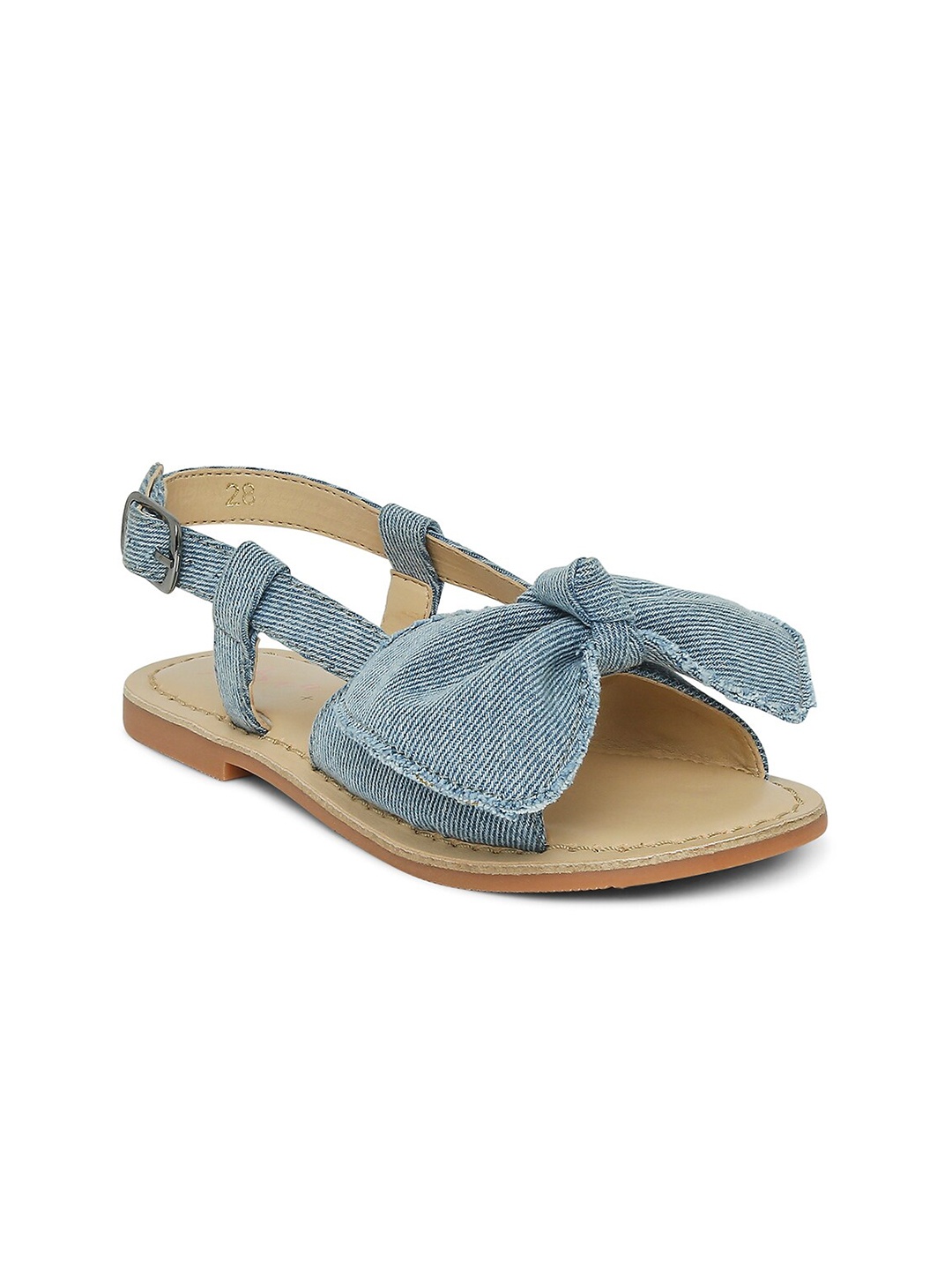 

Aria Nica Girls Blue Leather Bow Open Toe Flats