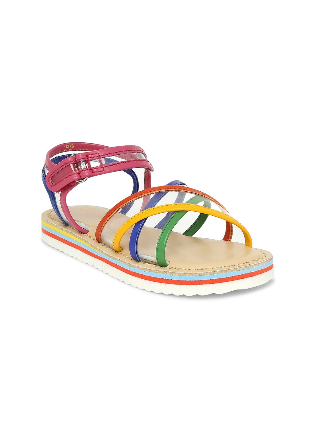 

Aria Nica Girls Multicolor Striped Open Toe Sandals with Back Strap, Multi
