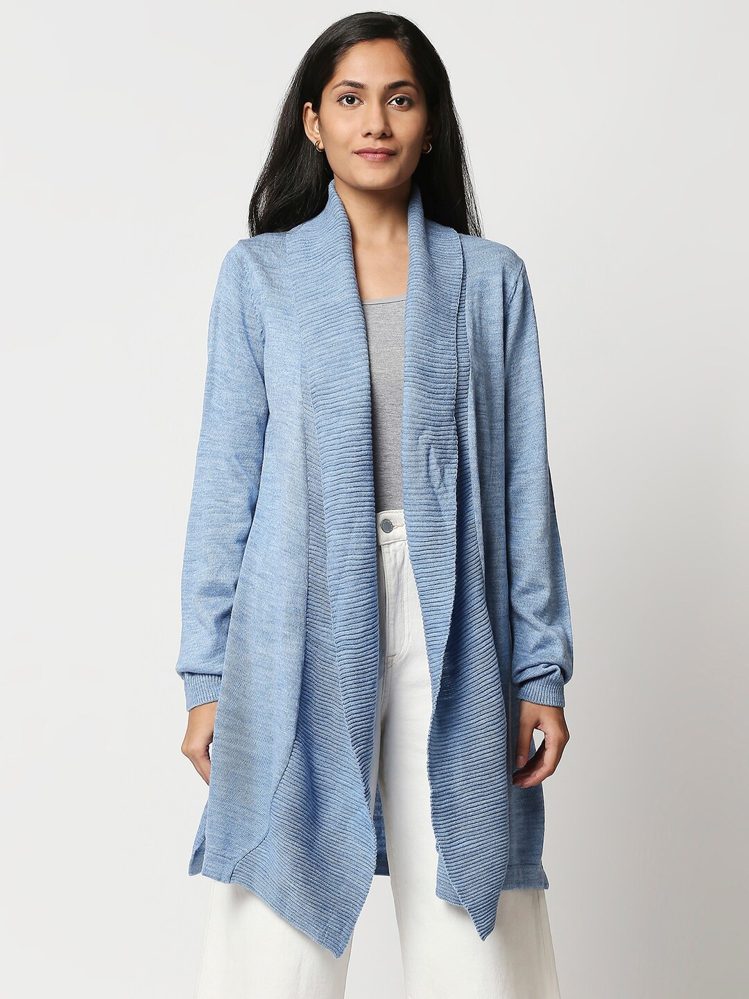 

20Dresses Women Blue Longline Front-Open Sweater