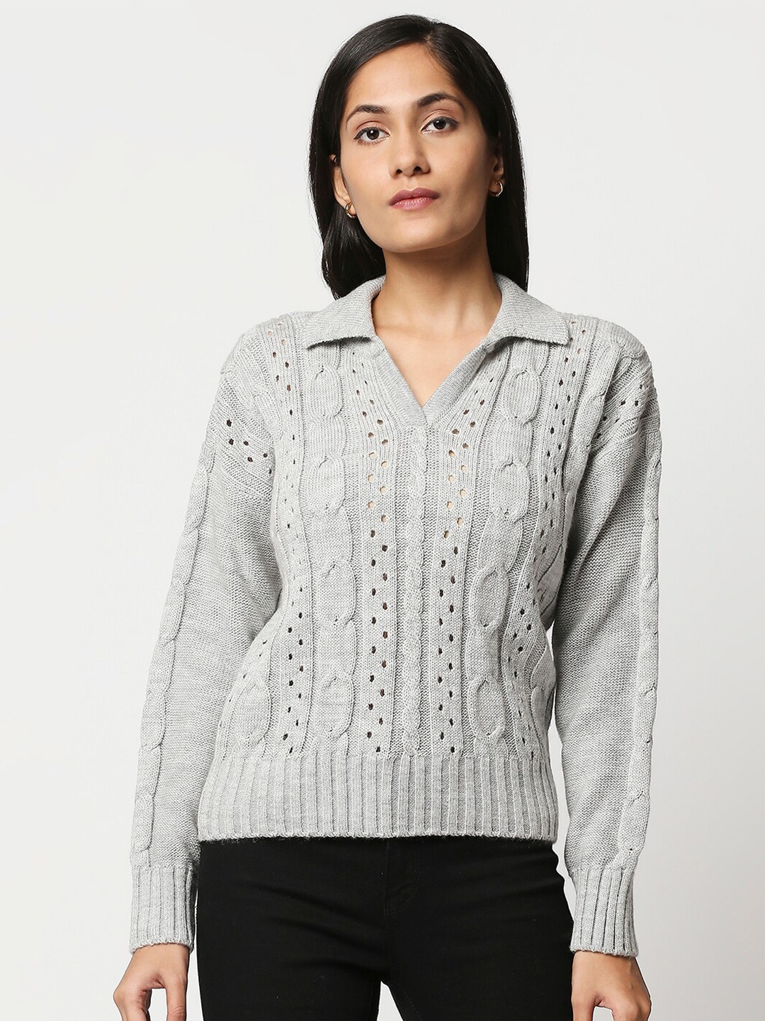 

20Dresses Women Grey Cable Knit Pullover