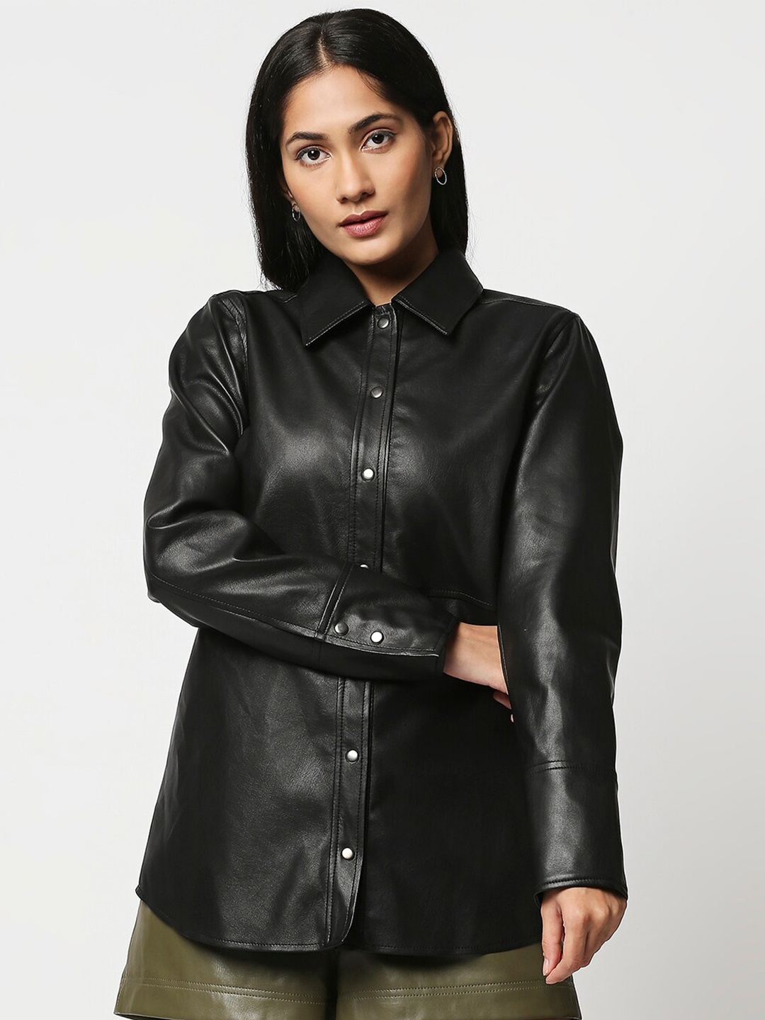 

20Dresses Women Black Opaque Casual Shirt