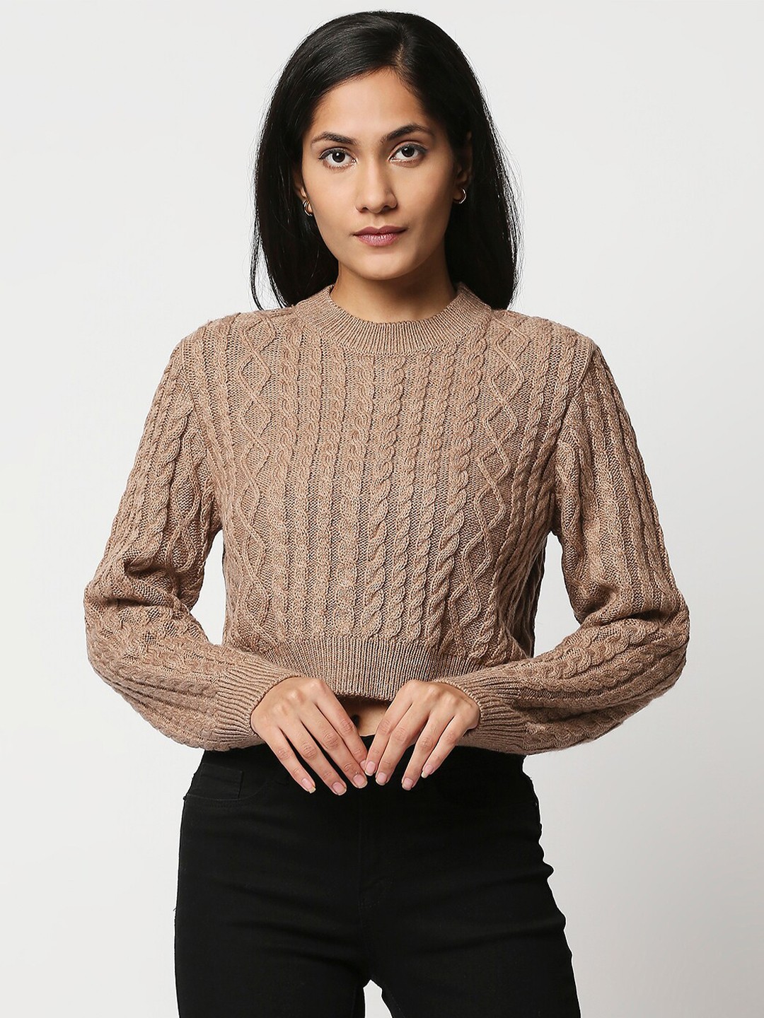 

20Dresses Women Beige Crop Pullover