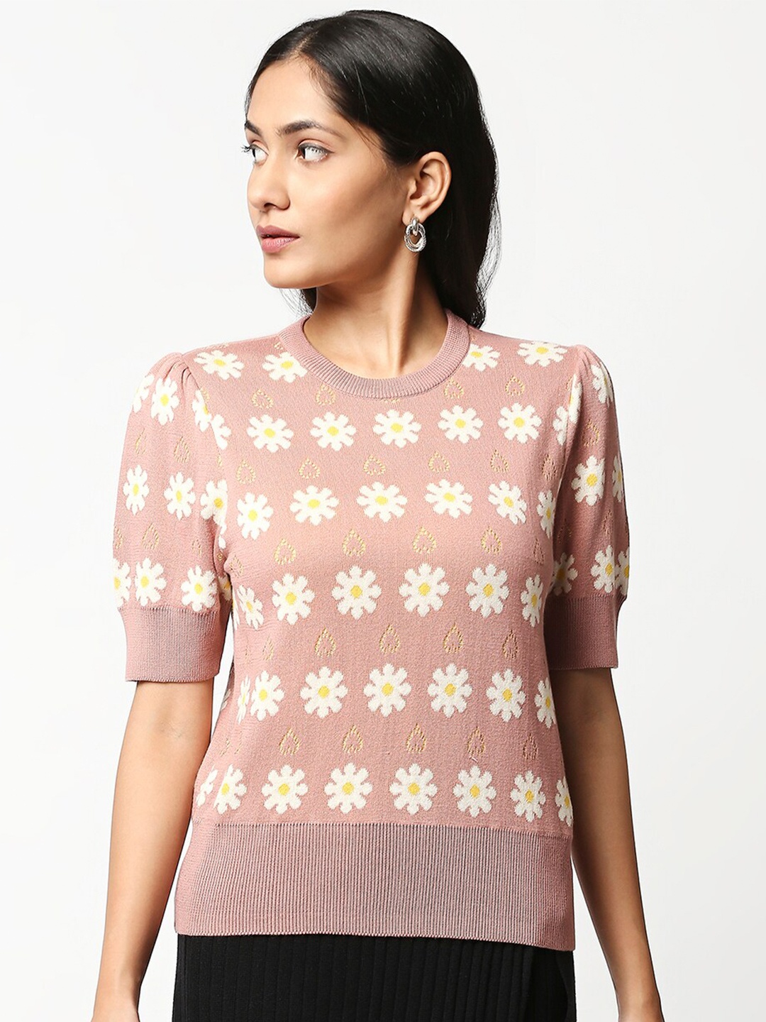

20Dresses Women Pink & Off White Floral Printed Pullover