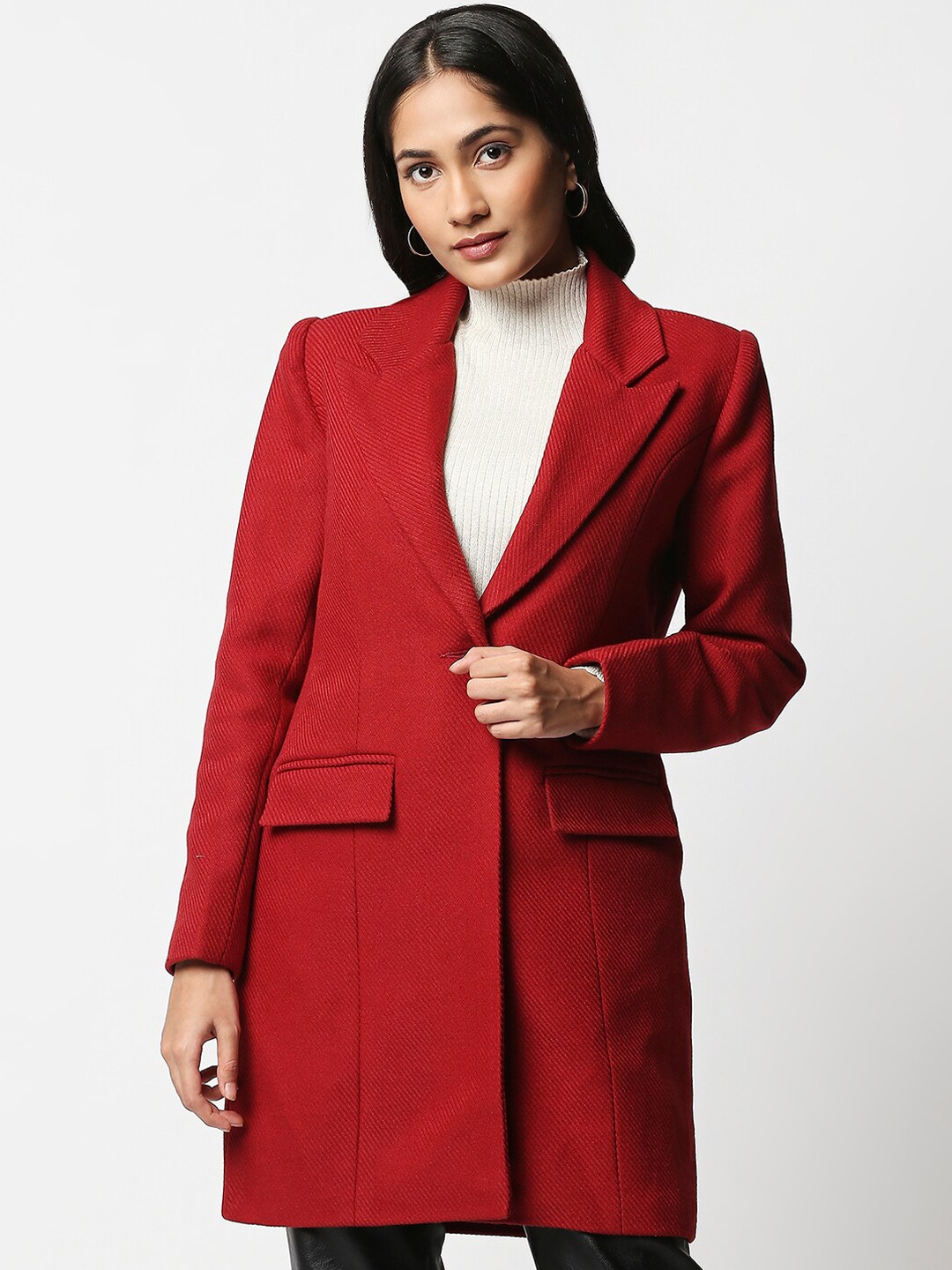 

20Dresses Women Maroon On The Chic Side Overcoat