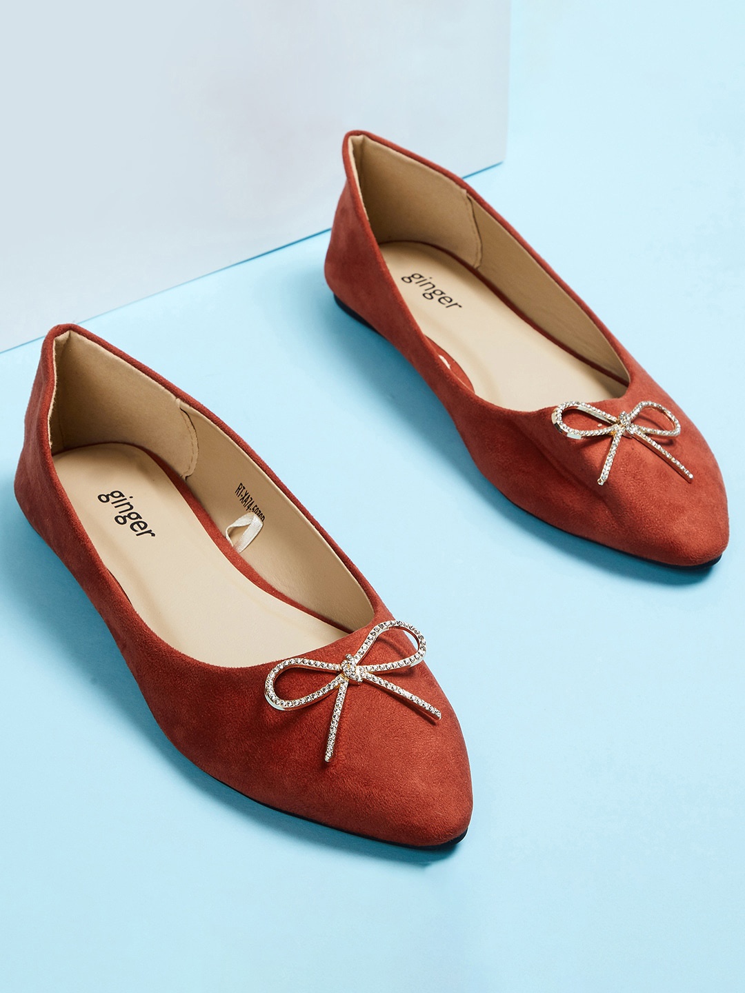 

Ginger by Lifestyle Women Rust Ballerinas with Bows Flats