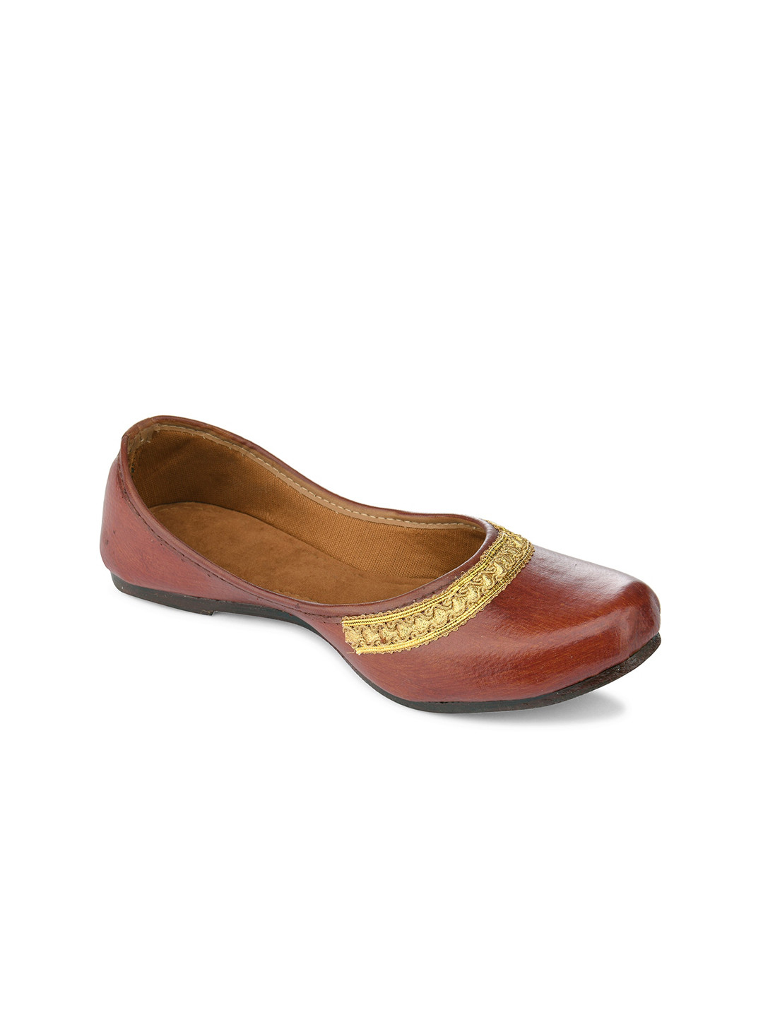 

DESI COLOUR Women Brown Ethnic Mojaris Flats
