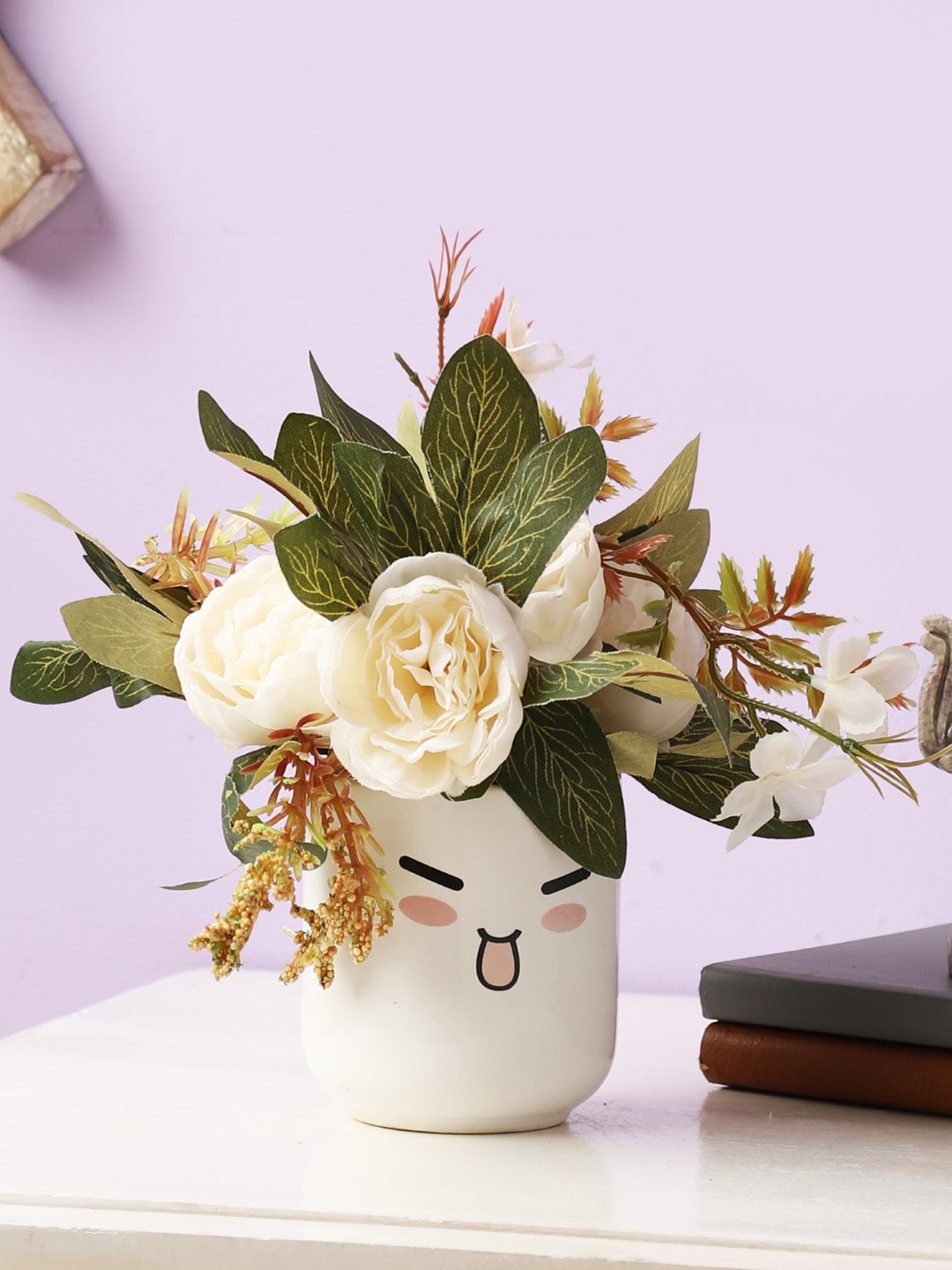 

The Decor Mart White & Black Crazy Emoji Ceramic Planter
