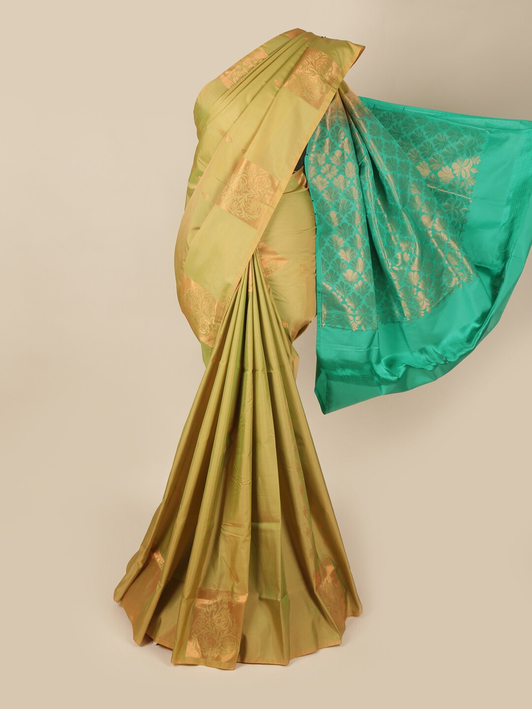 

Pothys Green & Teal Floral Art Silk Saree