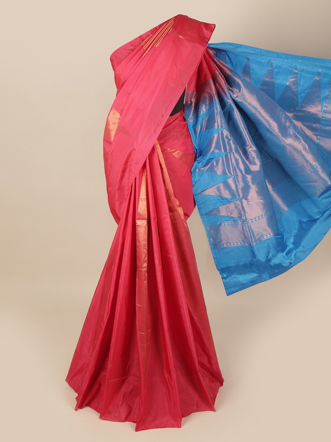 

Pothys Pink & Blue Art Silk Saree