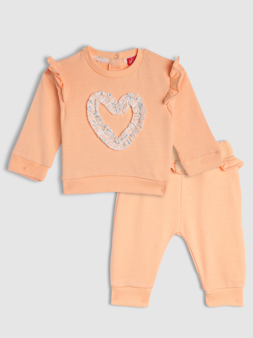 

H By Hamleys Girls Peach-Coloured Ruffle Top with Joggers