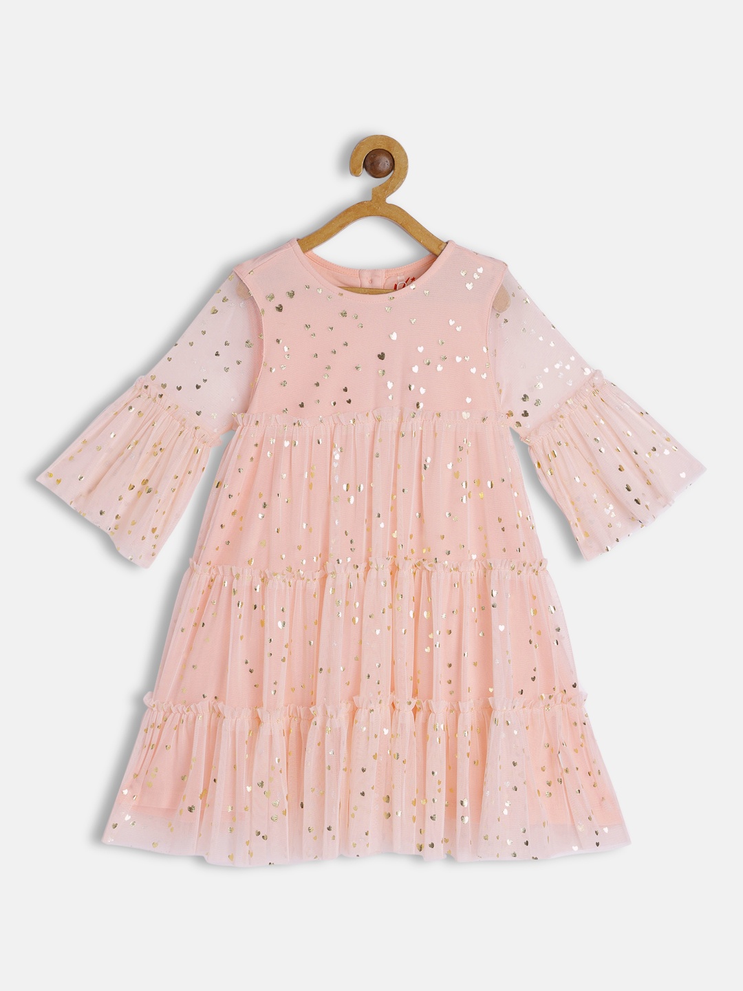 

H By Hamleys Pink Embellished Net A-Line Tiered Dress