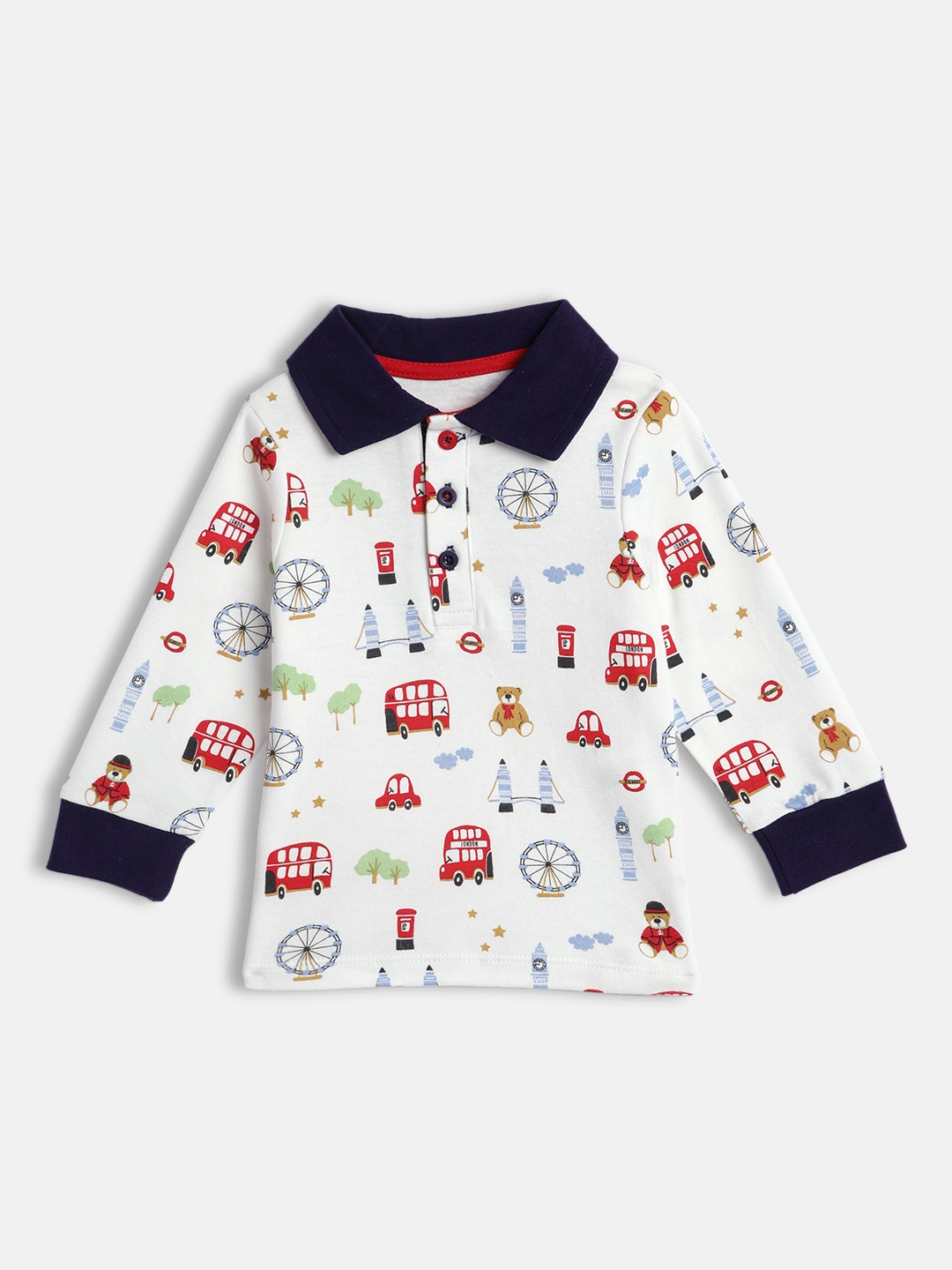 

H By Hamleys Boys Multicoloured Printed Pure Cotton Polo Collar T-shirt, Multi