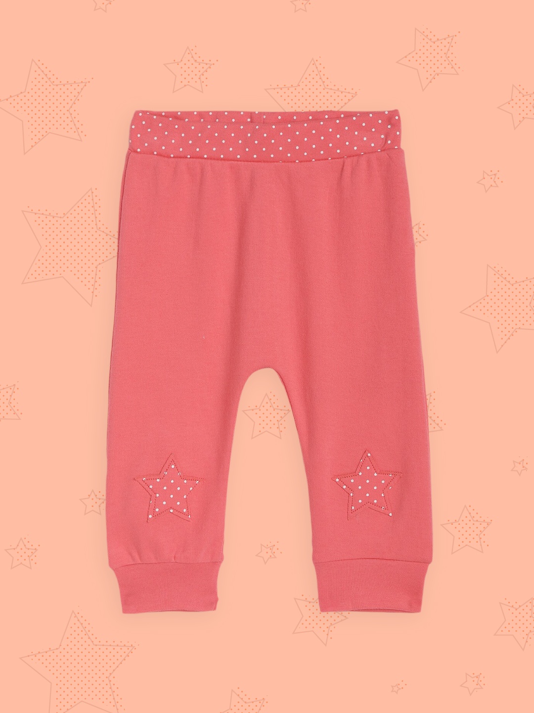 

H By Hamleys Girls Coral Pink Solid Regular-Fit Pure Cotton Joggers