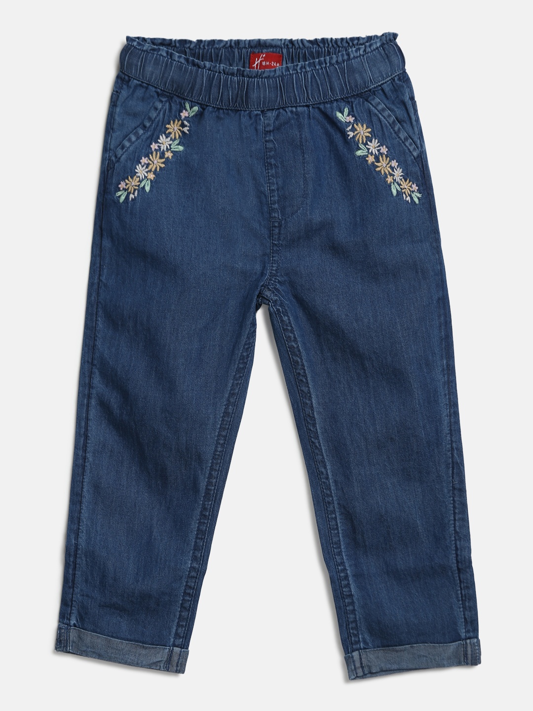 

H By Hamleys Girls Blue Cotton Embroidered Stretchable Jeans