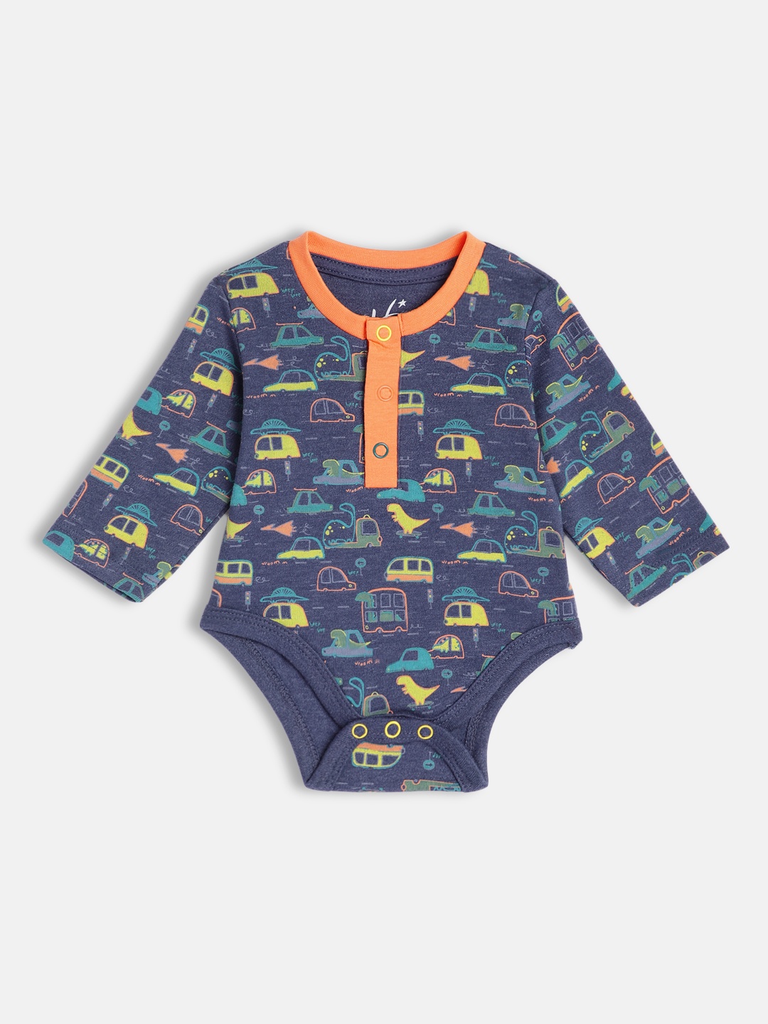 

H By Hamleys Infant Boys Blue Vehicle & Dino Design Bodysuit