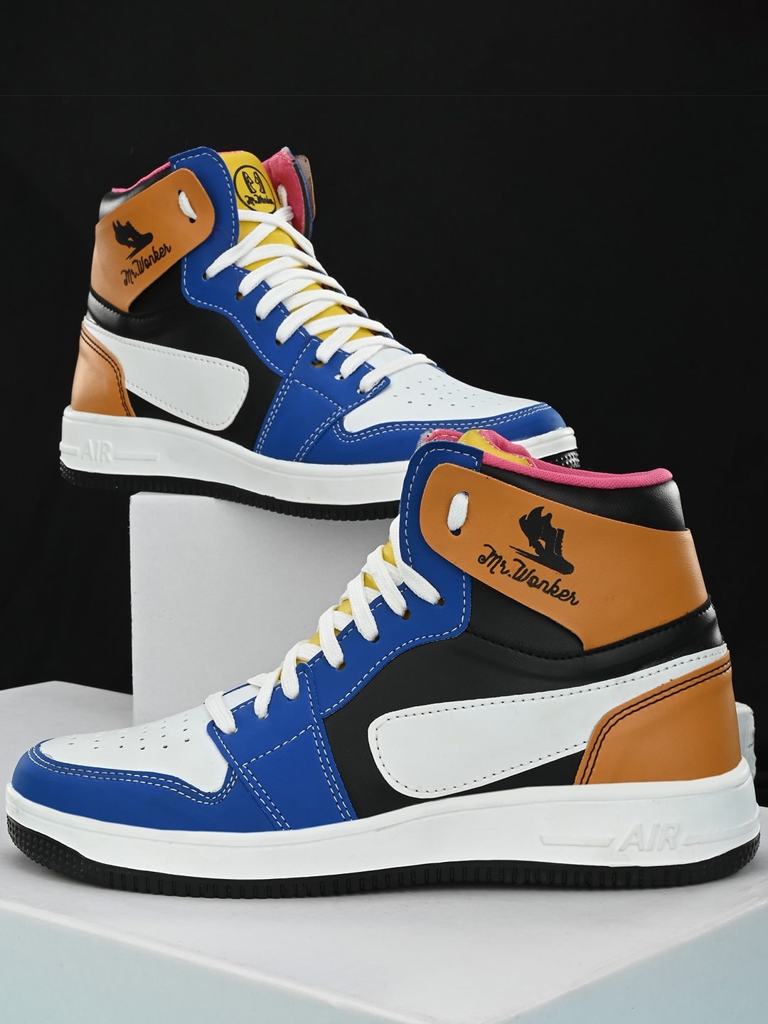 

mr wonker Men Blue High-Top Running Non-Marking Shoes