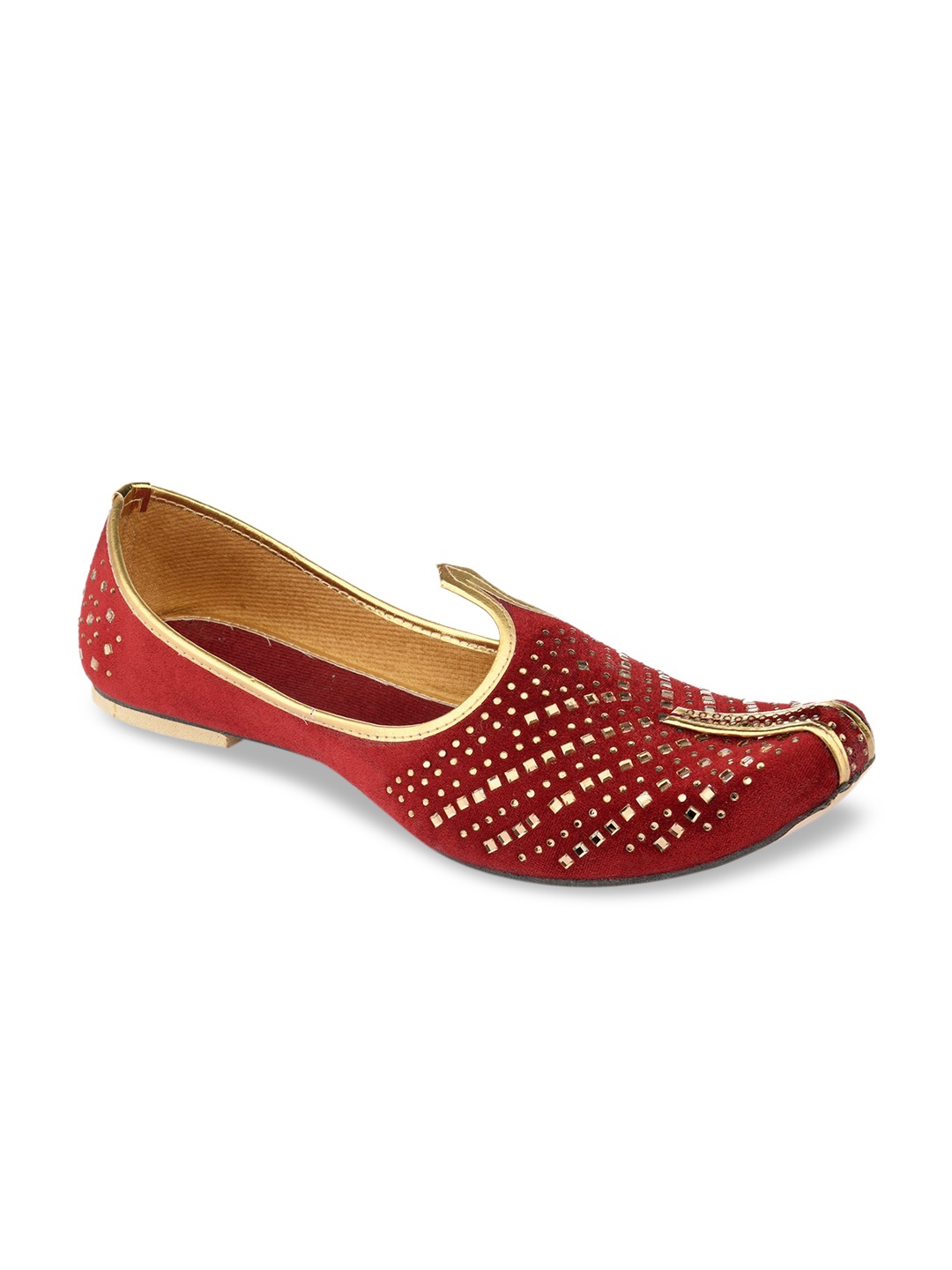 

Hulya Men Maroon Textured Mojaris