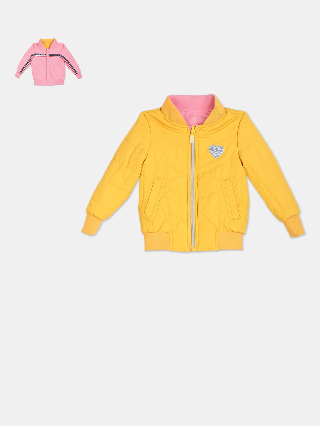 

U.S. Polo Assn. Kids Girls Pink Reversible Bomber Jacket