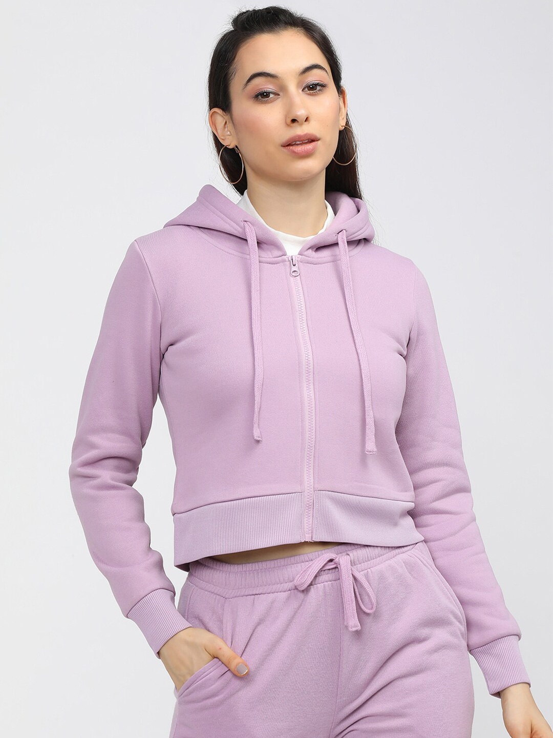 

Tokyo Talkies Women Purple Hooded Sweatshirt
